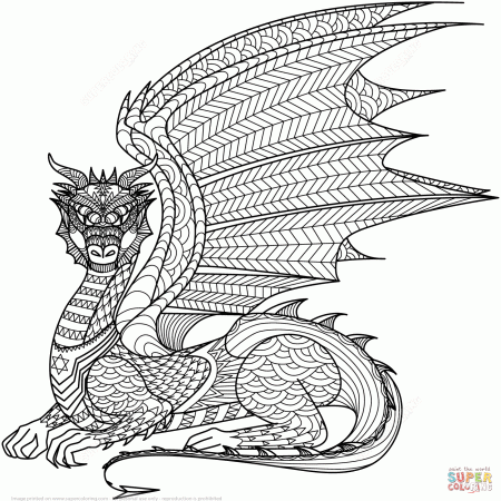 Dragon Zentangle coloring page | Free Printable Coloring Pages