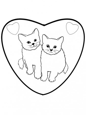 Couple Kitten Coloring Page - Free Printable Coloring Pages for Kids