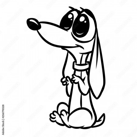 Dog big eyes cartoon illustration isolated image animal character pet coloring  page Stock Illustration | Adobe Stock