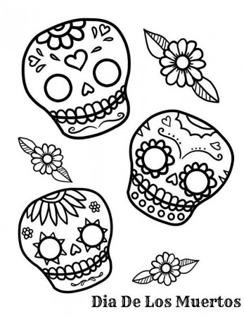Day of the Dead Skulls Coloring Pages Printable, Sugar Skull ...