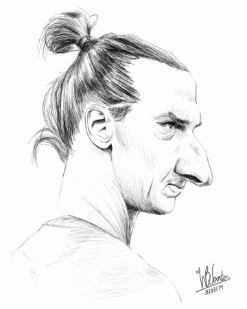 Zlatan Ibrahimovic Black And White Sketch Coloring Page