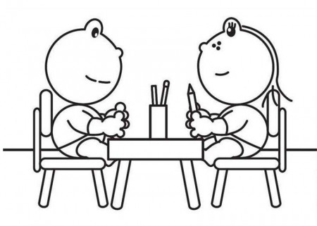 Frokkie and Lola Sitting and Having Conversation Coloring Pages ...