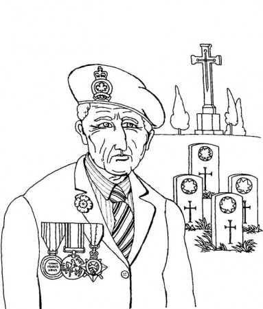 Remembrance Day Veteran At Graveyard Coloring Pages : Coloring Sun