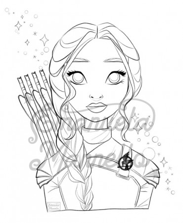 PRINTABLE COLORING PAGE Katniss Everdeen - Etsy
