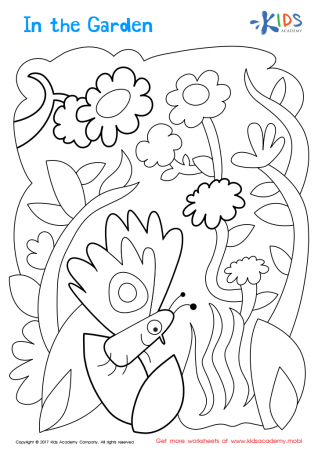 In The Garden Coloring Page: Free Printable Worksheet for Kids