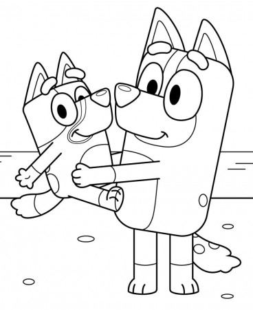 Bluey and Bingo on the Beach Coloring Page - Free Printable Coloring Pages  for Kids