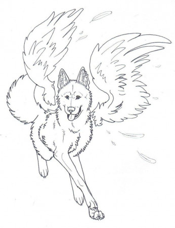 Winged Wolf Angel Coloring Pages | Cartoon Coloring pages of ...