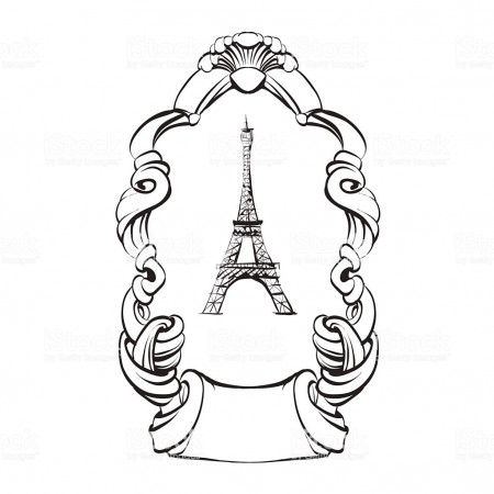 Eiffel Tower Paris Sketch Vector Outline Stock Illustration ...