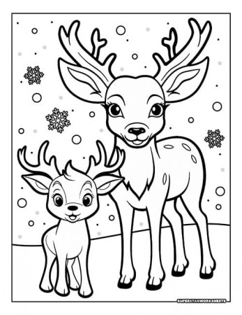 Reindeer Coloring Pages - Superstar Worksheets