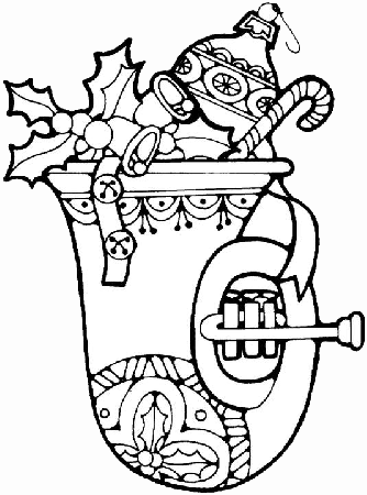 Christmas Horn Coloring Pages 1 | Purple Kitty