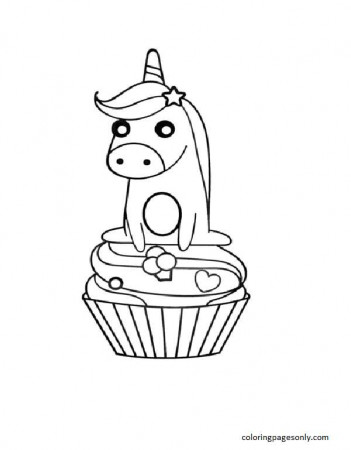 Unicorn on Cupcake Coloring Pages - Cupcake Coloring Pages - Coloring Pages  For Kids And Adults