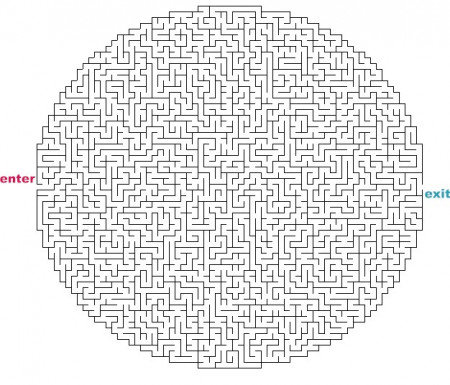 Hard maze coloring pages