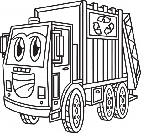 Garbage Truck Coloring Page Vector Art, Icons, and Graphics for Free  Download