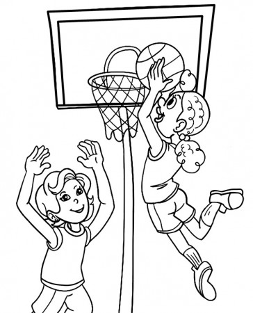 Girls basketball coloring sheet slam dunk - Topcoloringpages.net