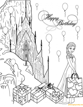 Happy Birthday Elsa Coloring Pages - Elsa Coloring Pages - Coloring Pages  For Kids And Adults