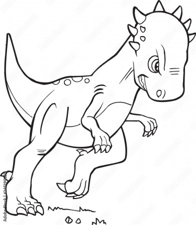 Pachycephalosaurus Dinosaur Vector Coloring Page Illustration Art Stock  Vector | Adobe Stock
