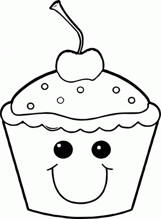 Coloring Page Cupcake - Coloring Pages for Kids and for Adults