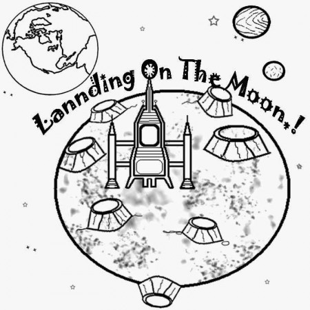 Landing on the Moon Coloring Page - Free Printable Coloring Pages for Kids