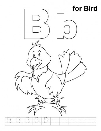 B for bird coloring page with handwriting practice | Alphabet coloring pages,  Bird coloring pages, Kids handwriting practice