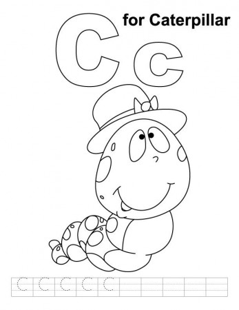 C for caterpillar coloring page with handwriting practice | Abc coloring  pages, Kids handwriting practice, Abc coloring