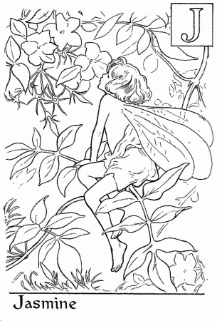 Letter J Alphabet Fairy Smelling Jasmine Coloring Pages | Batch ...