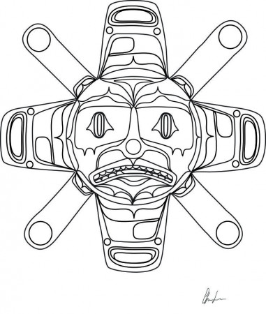 Summer Sun coloring book design. Northwest Coast First Nations ...