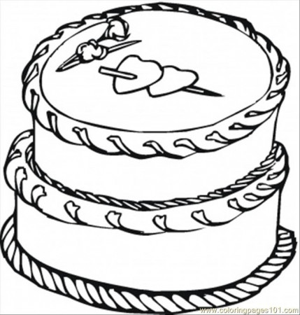 Cake With Big Hearts Coloring Page - Free Desserts Coloring Pages ...