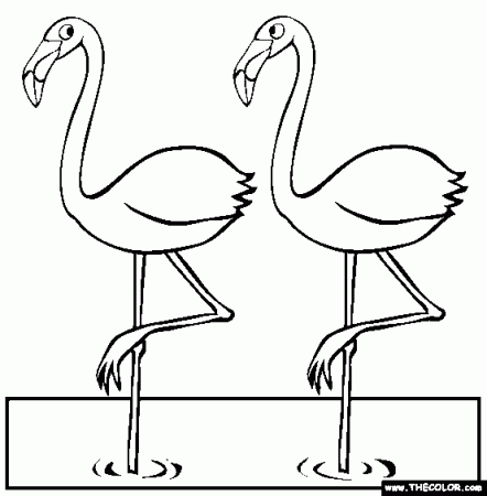 Two Flamingos Coloring Page | Free Two Flamingos Online Coloring