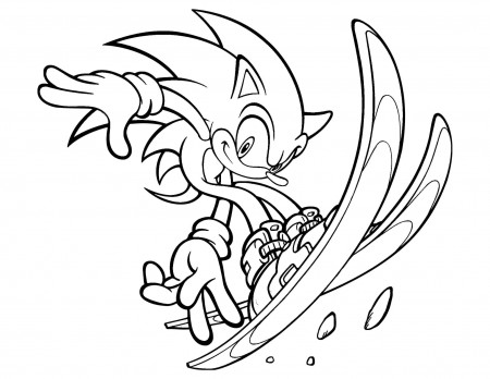 Sonic goes skiing - Sonic the Hedgehog Kids Coloring Pages