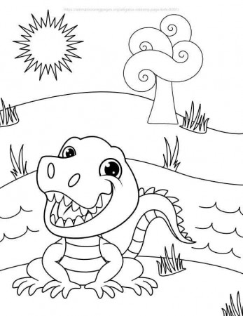 Free Alligator Smiling Coloring Page ...
