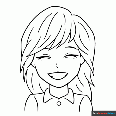 Anime Smile Coloring Page | Easy Drawing Guides