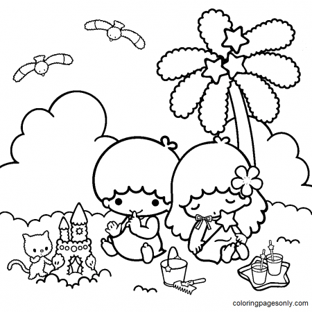 Little Twin Stars Relax Coloring Pages - Little Twin Stars Coloring Pages - Coloring  Pages For Kids And Adults