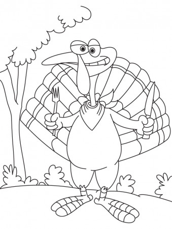 Turkey with knife and fork coloring page | Download Free Turkey ...