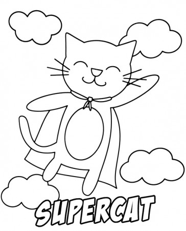 Printable cat coloring page supercat - Topcoloringpages.net
