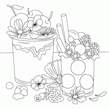 Ice Cream with Berries Coloring Page - Free Printable Coloring Pages for  Kids