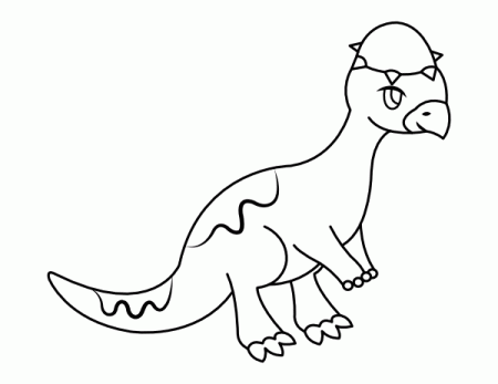 Printable Cartoon Pachycephalosauria Coloring Page