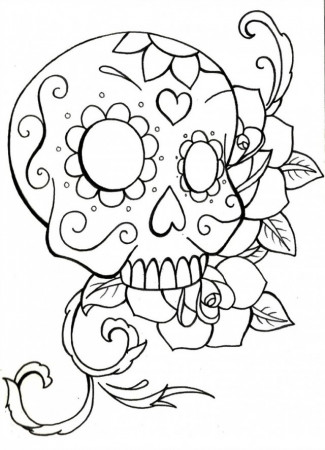 Simplear Skull With Roses To Color Free Printable Coloring Pages Phenomenal  – azspring