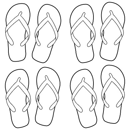 Summer Flip Flops Vector Black And White Coloring Page Stock Illustration -  Download Image Now - iStock