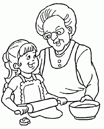 Coloring Page Grandpa And Granny | PicGifs.com