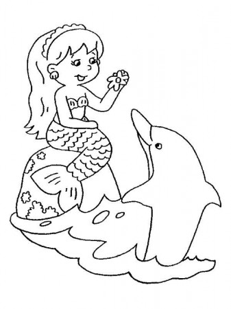 Chibi Mermaid And Her Friend Dolphin Coloring Pages : Bulk Color