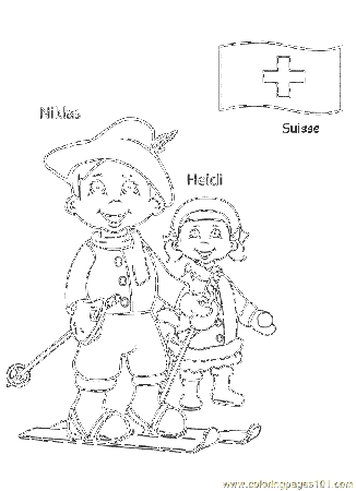 Children Around The World Coloring Page - Swiss