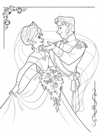 Princess Anna and Prince Hans on Wedding Coloring Page - Free Printable Coloring  Pages for Kids