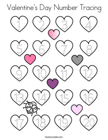 Valentine's Day Number Tracing Coloring Page - Twisty Noodle
