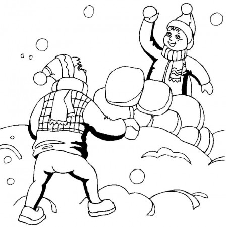 Snowball Fight to Color Coloring Page - Free Printable Coloring Pages for  Kids