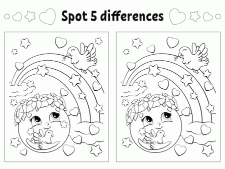 Premium Vector | Find five differences coloring page for kids activity  worksheet for children