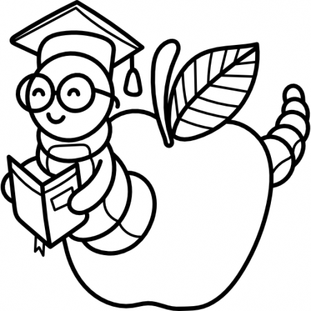 Apple And Bookworm Coloring Pages - Apple Coloring Pages - Coloring Pages  For Kids And Adults