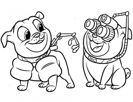 Bingo and Rolly with Gears Coloring Page - Free Printable Coloring Pages  for Kids