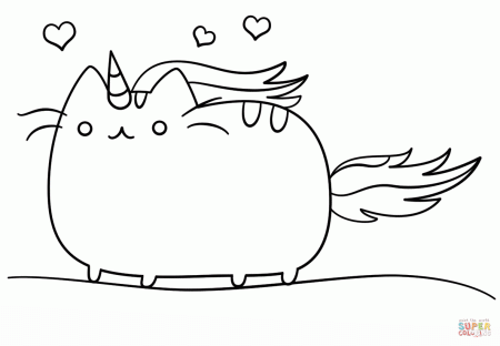 Kawaii Cat-Unicorn coloring page | Free Printable Coloring Pages