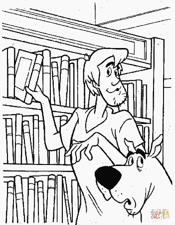 Shaggy and Scooby in the Library coloring page | Free Printable Coloring  Pages