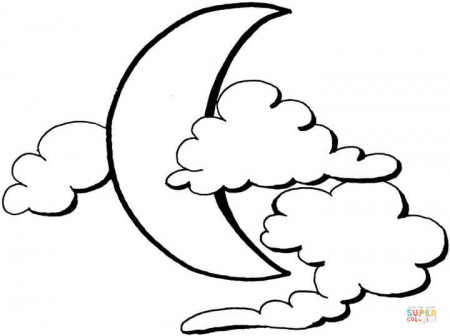 Moon and Clouds coloring page | Free Printable Coloring Pages
